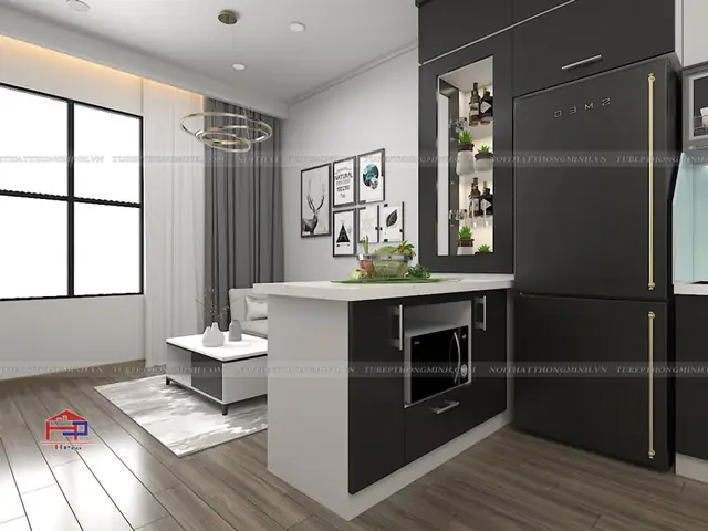 2.1. Thiết kế tủ bếp acrylic đẹp TBAC48 nhỏ gọn, công năng hoàn hảo 2.1. Thiết kế tủ bếp acrylic đẹp TBAC48 nhỏ gọn, công năng hoàn hảo