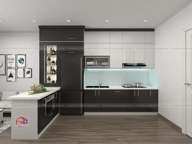 2.1. Thiết kế tủ bếp acrylic đẹp TBAC48 nhỏ gọn, công năng hoàn hảo 2.1. Thiết kế tủ bếp acrylic đẹp TBAC48 nhỏ gọn, công năng hoàn hảo