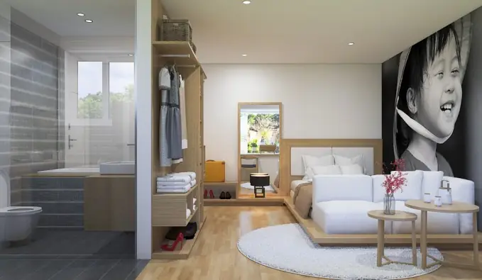 Khu căn hộ studio có cửa kính giao hòa với thiên nhiên (diện tích 20m2) Khu căn hộ studio có cửa kính giao hòa với thiên nhiên (diện tích 20m2)