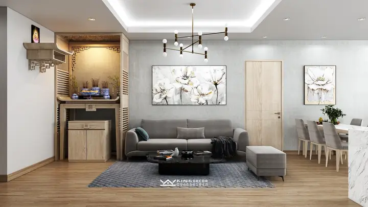 Thiết kế nội thất nhà đẹp với phòng khách chanh sả