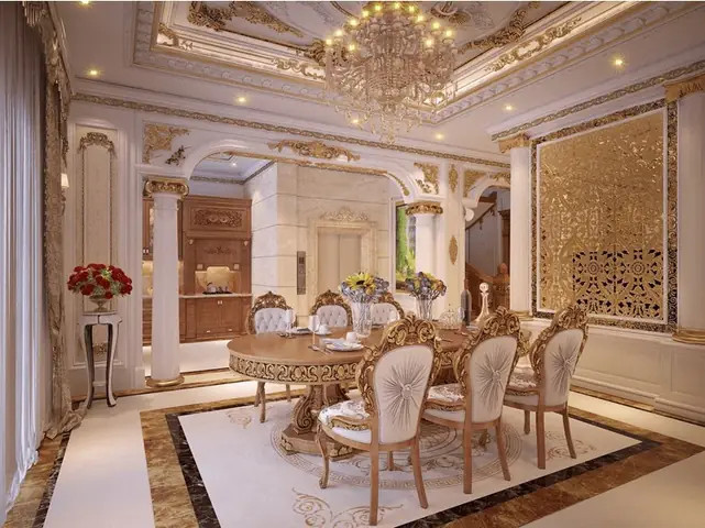 Phòng bếp, phòng ăn phong cách hoàng gia quý tộc Phòng bếp, phòng ăn phong cách hoàng gia quý tộc