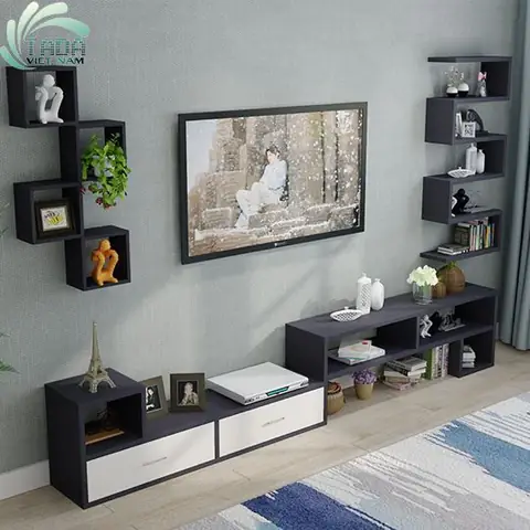 COMBO KỆ TIVI PHÒNG KHÁCH ĐẸP LUNG LINH MÀU ĐEN - TD794