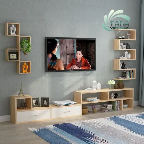COMBO KỆ TIVI PHÒNG KHÁCH ĐẸP LUNG LINH MÀU ĐEN - TD794