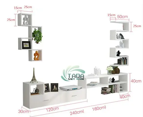 COMBO KỆ TIVI PHÒNG KHÁCH ĐẸP LUNG LINH MÀU ĐEN - TD794