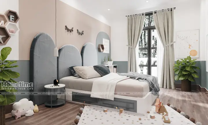 Thiết kế nội thất phòng ngủ bé với gam màu dịu nhẹ Thiết kế nội thất phòng ngủ bé với gam màu dịu nhẹ