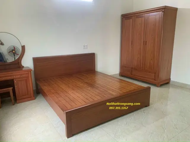 Combo Giường Tủ Phòng Cưới Gỗ Xoan Đào Gn31