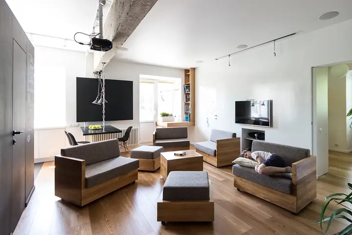 Thiết Kế Nội Thất Độc Đáo, Thông Minh Và Đa Năng Cho Phòng Khách Nhà Nhỏ Thiết Kế Nội Thất Độc Đáo, Thông Minh Và Đa Năng Cho Phòng Khách Nhà Nhỏ