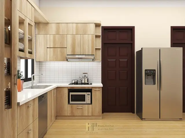 Ý Tưởng Thiết Kế Tủ Bếp Melamine Tbm07 Nhà Chú Dương - Dương Đình Nghệ
