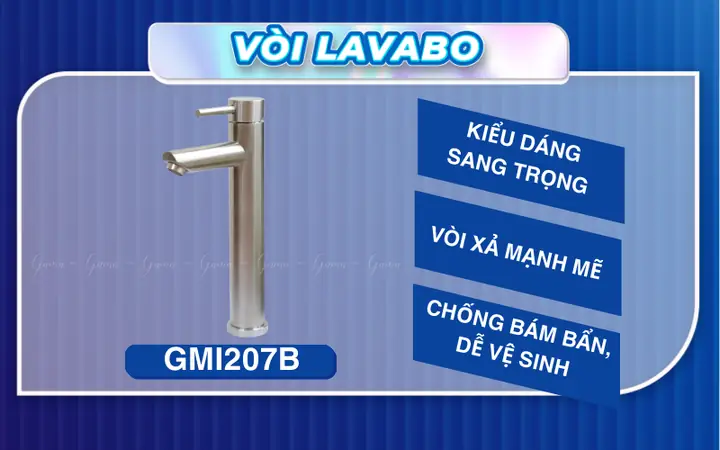 Vòi Lavabo Nóng Lạnh Inox 304 Bóng Gama Gmi207b