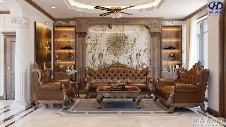 Phòng Khách Với Sofa Tân Cổ Điển