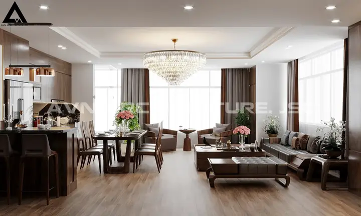 Cải Tạo Căn Hộ Vinaconex 150m² – Sang Trọng Và Hiện Đại Với Gỗ Óc Chó