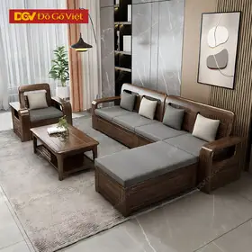 Bộ Sofa Gỗ Óc Chó Hiện Đại Bo Góc