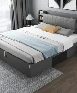 Combo Nội Thất Phòng Ngủ Hiện Đại Màu Ghi Tối Giường Có Ngăn Kéo Combo Nội Thất Phòng Ngủ Hiện Đại Màu Ghi Tối Giường Có Ngăn Kéo