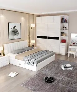 Combo Nội Thất Phòng Ngủ Hiện Đại Màu Trắng Tủ Áo Lùa Giường Có Ngăn Kéo Combo Nội Thất Phòng Ngủ Hiện Đại Màu Trắng Tủ Áo Lùa Giường Có Ngăn Kéo
