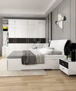 Combo Nội Thất Phòng Ngủ Hiện Đại Màu Trắng Đen Nhiều Khoang Để Đồ Combo Nội Thất Phòng Ngủ Hiện Đại Màu Trắng Đen Nhiều Khoang Để Đồ