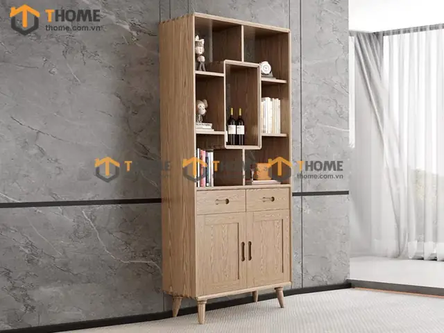 Kệ Sách Gỗ Sồi Tự Nhiên 2 Cánh 2 Hộc Kéo Không Hậu Ks-04sn Kệ Sách Gỗ Sồi Tự Nhiên 2 Cánh 2 Hộc Kéo Không Hậu Ks-04sn
