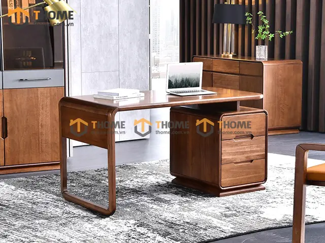 Bàn Làm Việc Gỗ Sồi Tự Nhiên Nova 3 Hộc Kéo Kín Chân 1.4m Blv1t-18sn Bàn Làm Việc Gỗ Sồi Tự Nhiên Nova 3 Hộc Kéo Kín Chân 1.4m Blv1t-18sn