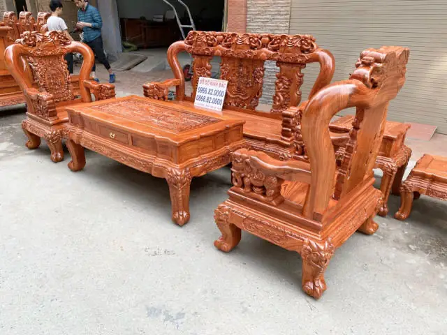 Bộ Bàn Ghế Minh Quốc Voi Cột 12 Chân 14 Bộ 6 Món Đi Kèm
