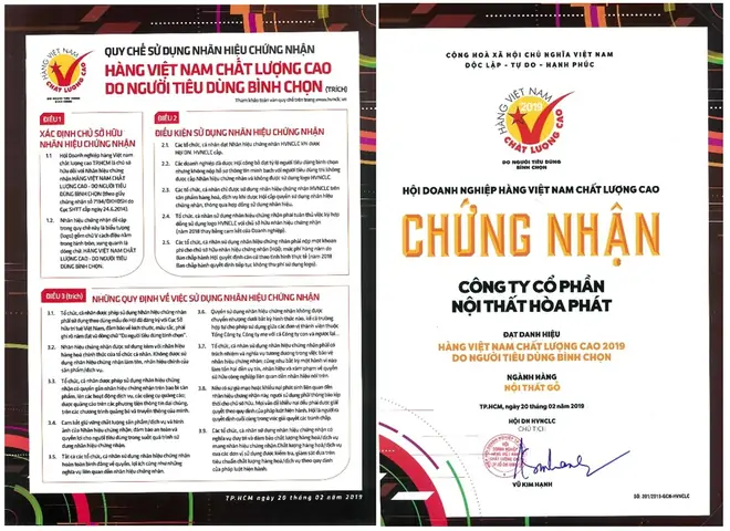 Nội Thất Hòa Phát Nhận Danh Hiệu Hàng Việt Nam Chất Lượng Cao 2019