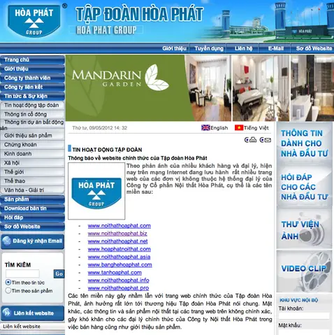 Thông Báo Các Website Nhái Thương Hiệu Nội Thất Hòa Phát