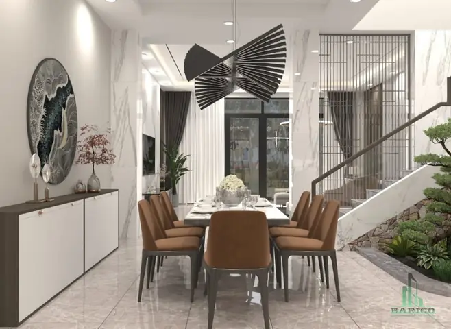 Khu Vực Bếp Rộng Kết Hợp Quày Đảo + Bàn Ăn Gia Đình Khu Vực Bếp Rộng Kết Hợp Quày Đảo + Bàn Ăn Gia Đình