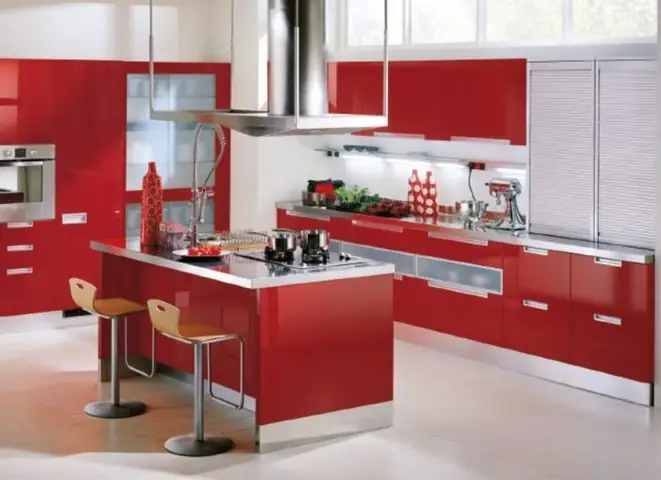 Nội Thất Nhà Bếp Đẹp Phối Màu Đỏ Đen Trắng Ấn Tượng ( Mã Số : 40 )