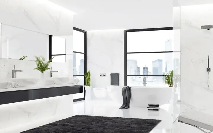 1. Tổng hợp những mẫu phòng tắm với phông nền màu trắng đẹp