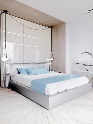 Thiết kế nội thất phòng ngủ căn hộ xanh pastel Thiết kế nội thất phòng ngủ căn hộ xanh pastel