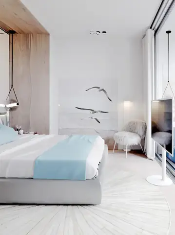 Thiết kế nội thất phòng ngủ căn hộ xanh pastel Thiết kế nội thất phòng ngủ căn hộ xanh pastel