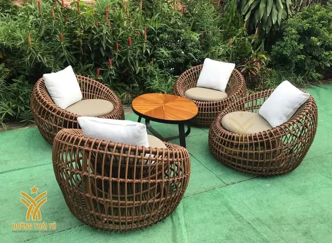 Top 10 mẫu bàn ghế ngoại thất mây nhựa ngoài trời đẹp năm 2023