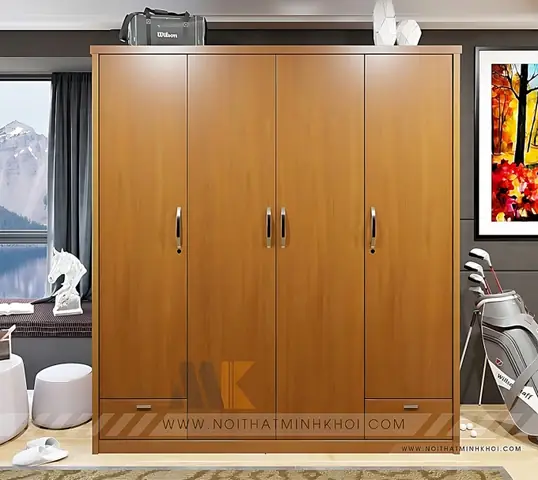 Tủ Áo 4 Cánh Màu Gỗ Xoan Đào 1m8 - TA669 Tủ Áo 4 Cánh Màu Gỗ Xoan Đào 1m8 - TA669