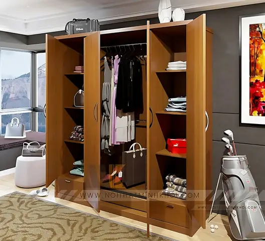 Tủ Áo 4 Cánh Màu Gỗ Xoan Đào 1m8 - TA669 Tủ Áo 4 Cánh Màu Gỗ Xoan Đào 1m8 - TA669