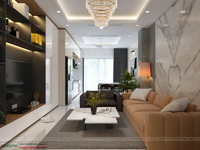 Thiết kế nội thất phòng khách sang trọng, tiện nghi