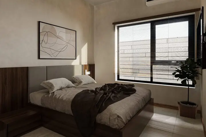 Phòng ngủ 15m2 thanh bình có cửa sổ lớn
