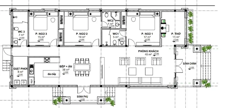 Bản vẽ bố trí mặt bằng nội thất nhà cấp 4