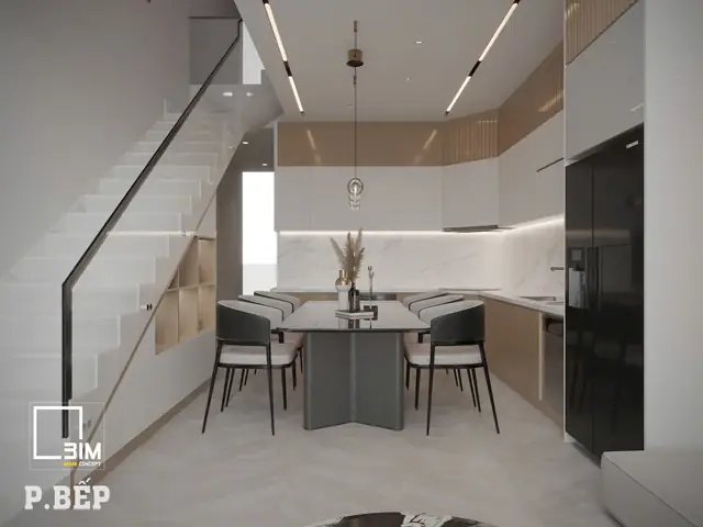 Thiết kế nội thất phòng bếp hiện đại tiện nghi