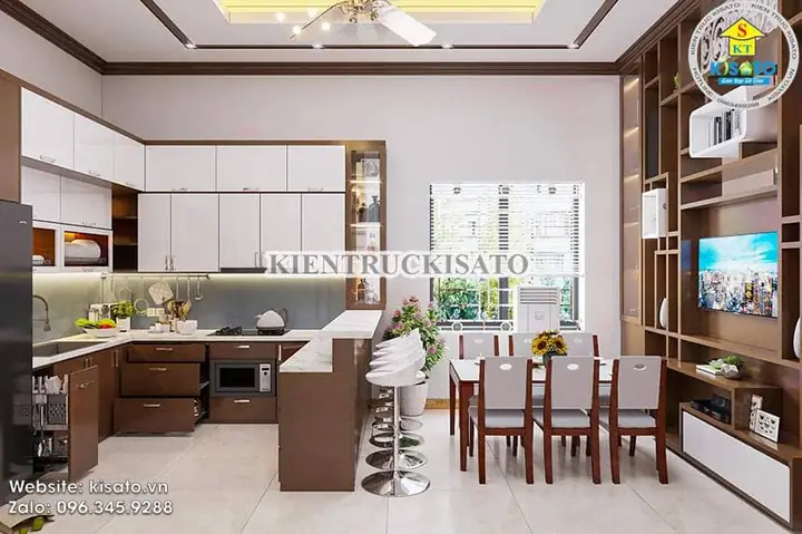 Nội thất phòng bếp kết hợp phòng ăn đẹp hút hồn