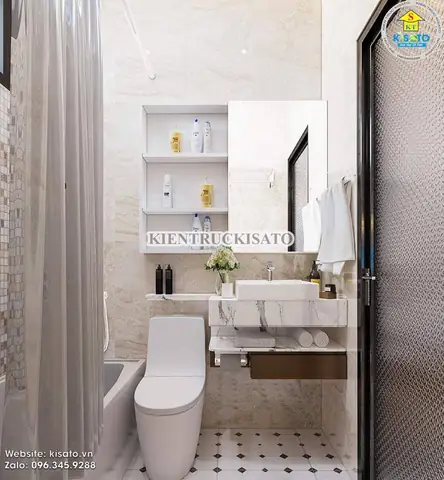 Nội thất phòng tắm kết hợp WC tiện dụng