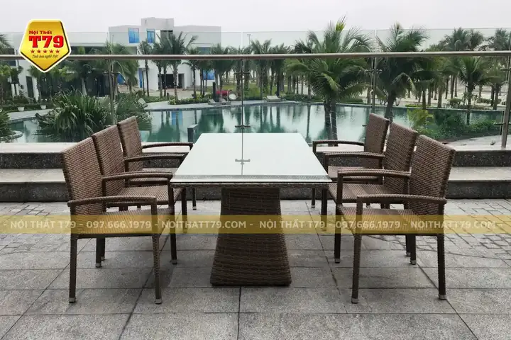 Bàn ghế nhựa giả mây