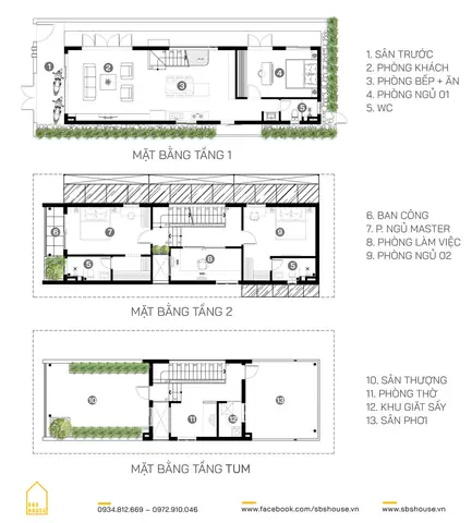4. Mẫu thiết kế nhà lệch tầng đẹp 5mx16m sáng thoáng