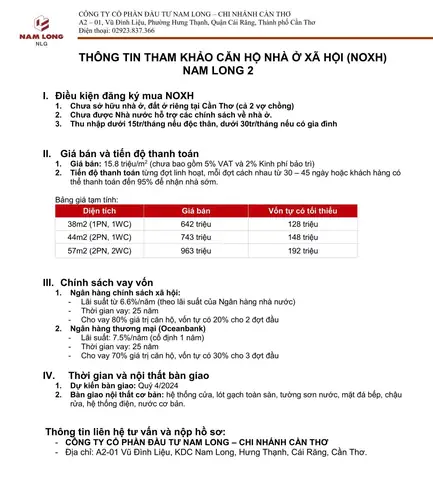nội thất nhà ở xã hội nam long