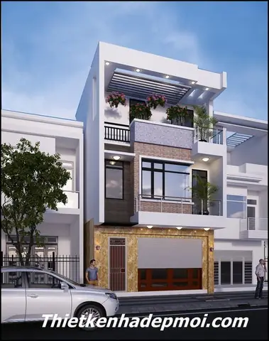 Mẫu nhà ống 2 tầng 1 tum hiện đại đẹp 6m