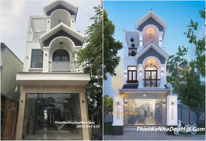 Mẫu nhà mái thái 2 tầng 1 tum đẹp anh Hùng