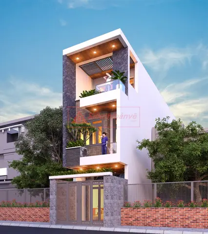 Bản vẽ mặt tiềnmẫu thiết kế nhà phố 4x18m