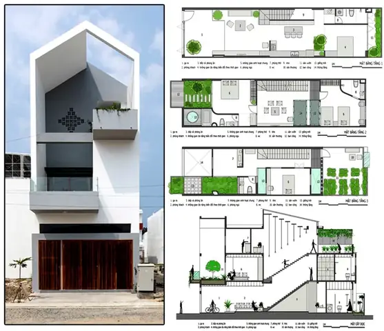 Tổng quan kiến trúc nhà ống đẹp 3 tầng 5×18,5m Tổng quan kiến trúc nhà ống đẹp 3 tầng 5×18,5m