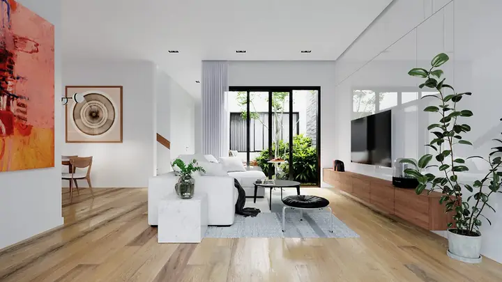 Thi công nội thất nhà ống 2 tầng