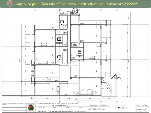 Mặt Cắt Qua Cầu Thang Bộ Trong Thiết Kế Nhà Ống Lệch Tầng.