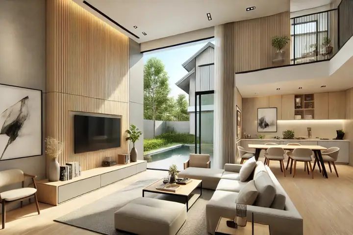 2.1 Thiết kế nội thất nhà 2 tầng 240m2 hiện đại