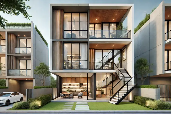 2.1 Thiết kế nội thất nhà 2 tầng 240m2 hiện đại