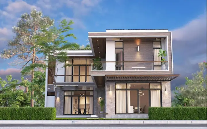 4.2 Thiết kế nhà 2 tầng chữ L